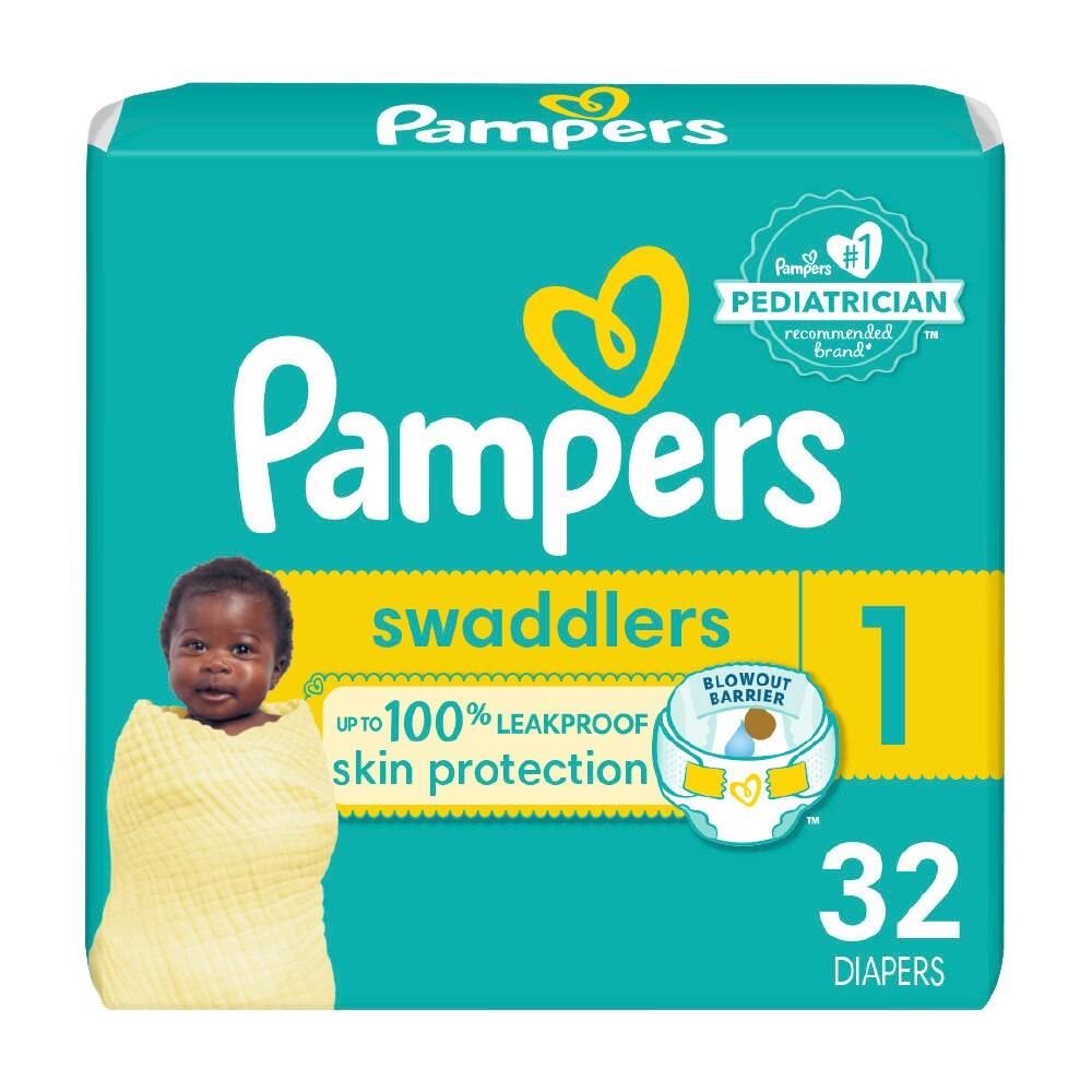 Pampers Swaddlers Diapers, Size 1, 32 CT