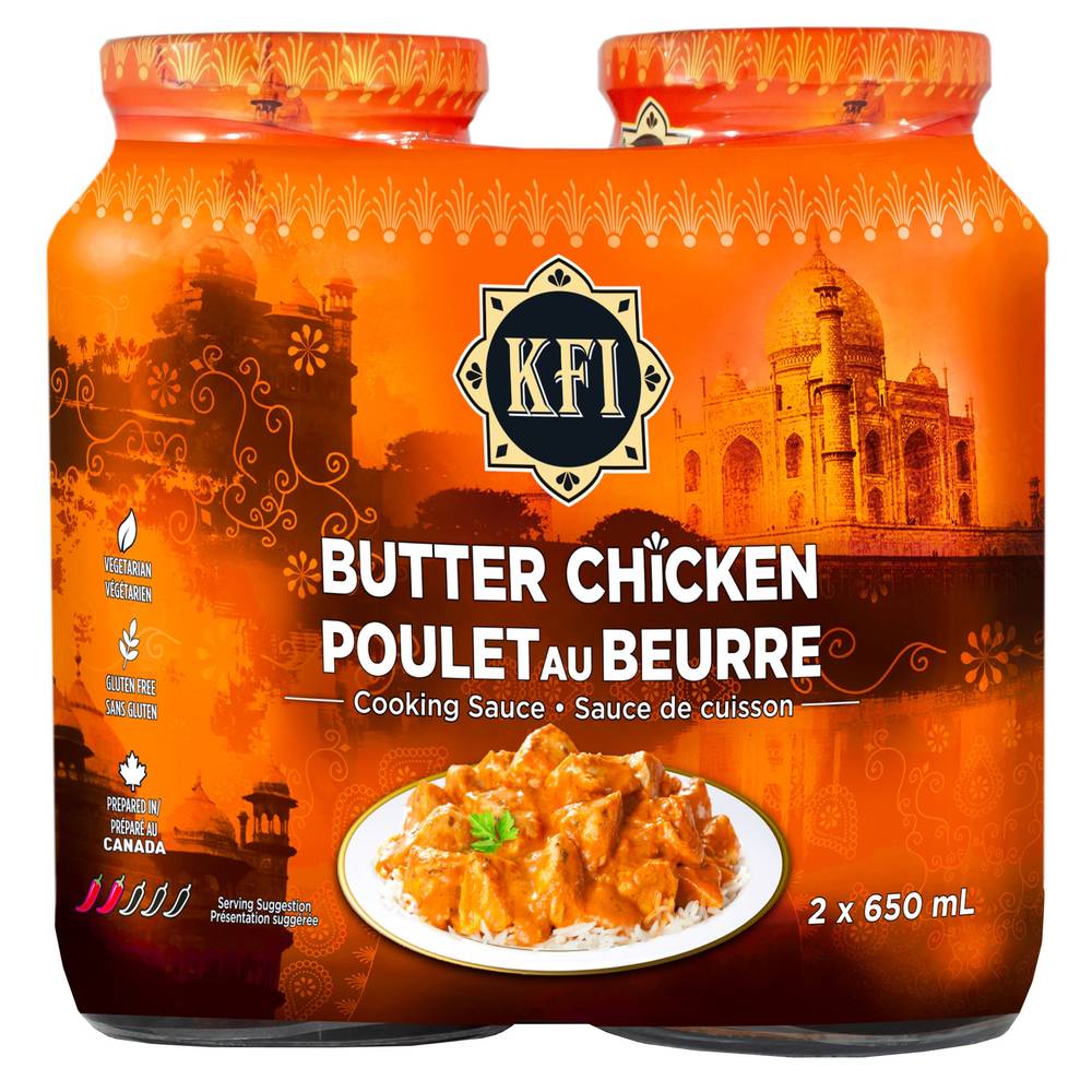 Kfi - Poulet Au Beurre Sauce De Cuisson, 2 × 650 Ml / KFI Butter Chicken Sauce (2 x 650 ml)