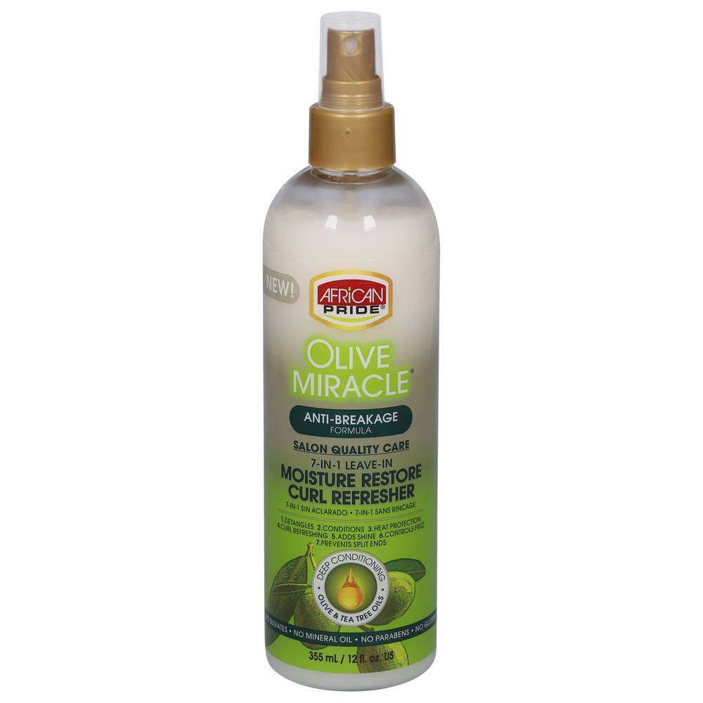 African Pride New! Olive Miracle 7-in-1 Leave in Moisture Restore Curl Refresher (12 fl oz)