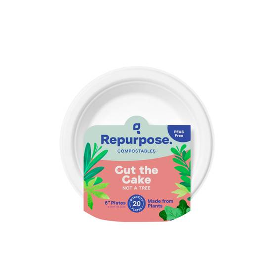 Repurpose Compostable Dessert Plates - 6 Inch, 20 ct