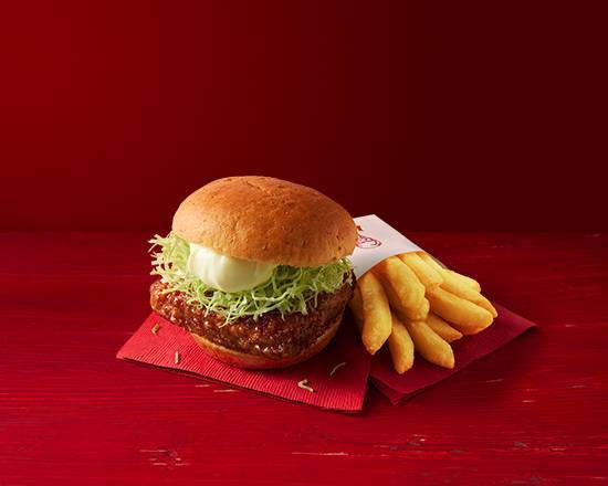 和風チキンカツバーガーセット(ドリンク無し) Wa-fu Chicken Cutlet Burger Combo