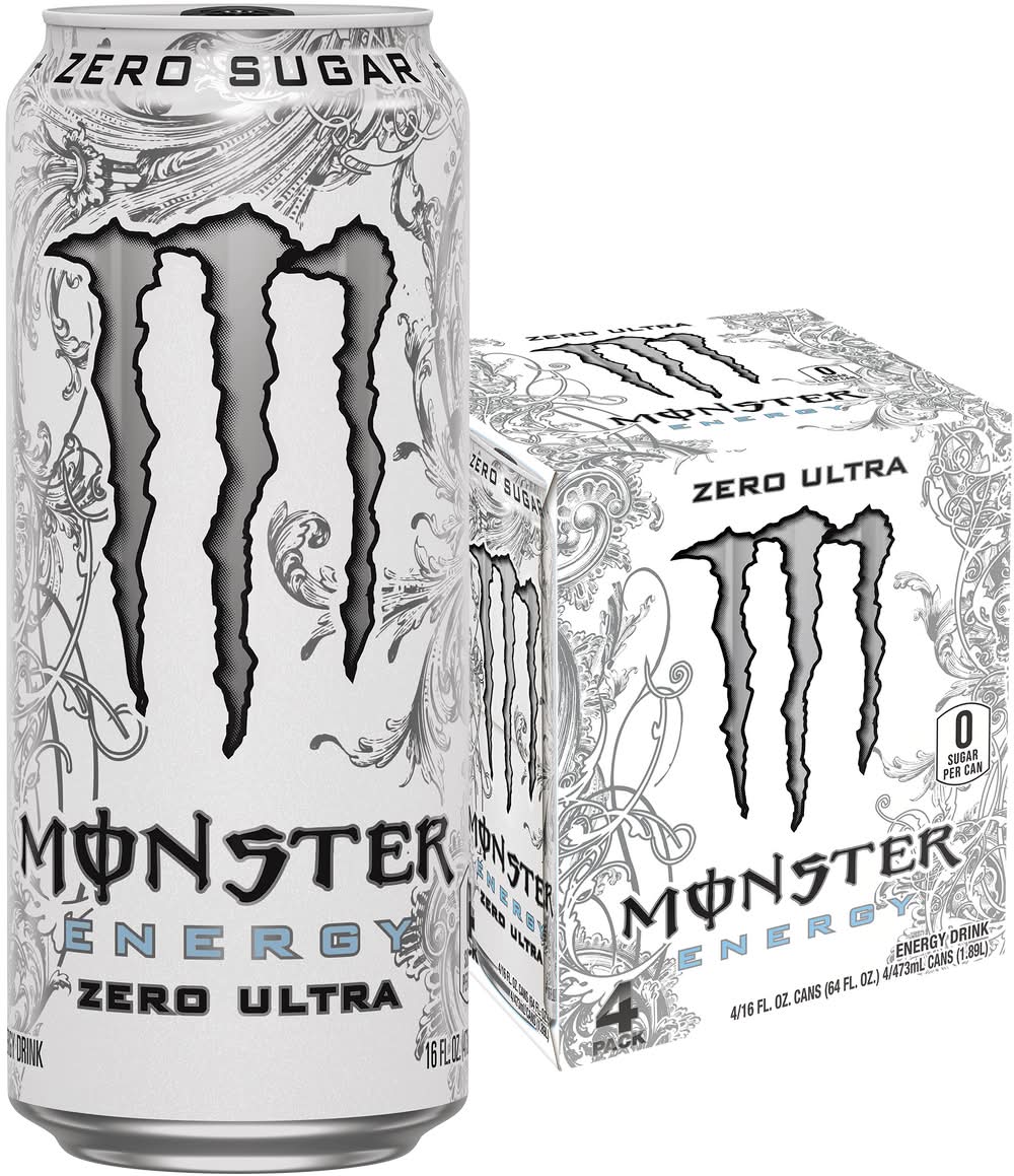 MONSTER ENERGY 4 -Pack 16 - fl oz Zero Ultra Energy Drink