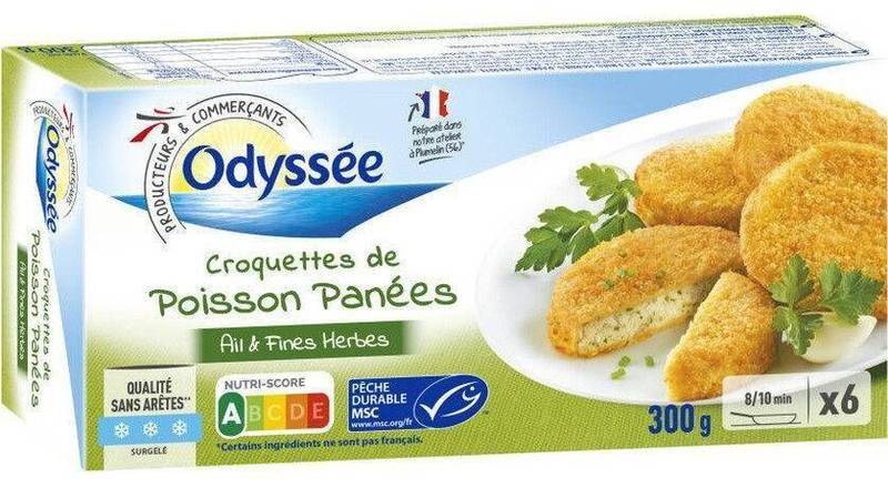 Croquettes de poisson panées ail & fines herbes - odyssee - 300g