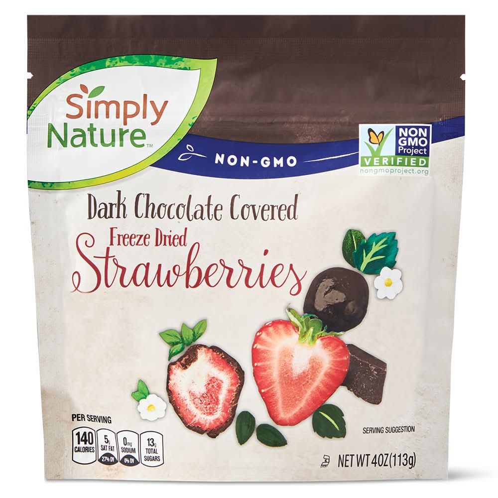 Simply Nature Dark Chocolate Covered Freeze Dried Strawberries (4 oz)