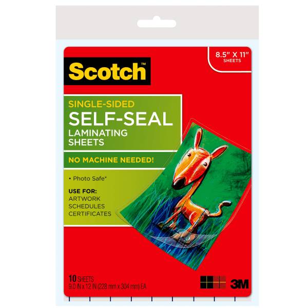 Scotch Self-Seal Laminating Pouches, 8-1/2" X 11", Clear (10 ct)