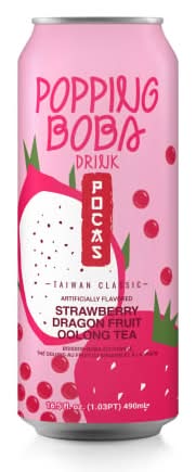 Pocas Popping Boba Tea Drink 16.5oz Pink