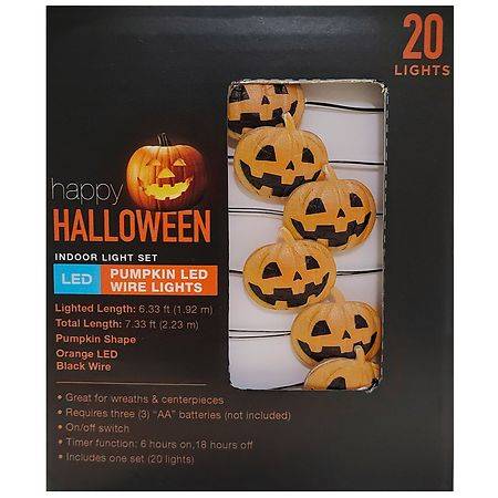 Festive Voice Happy Halloween Pumpkin Led Wire Lights (20 ct)