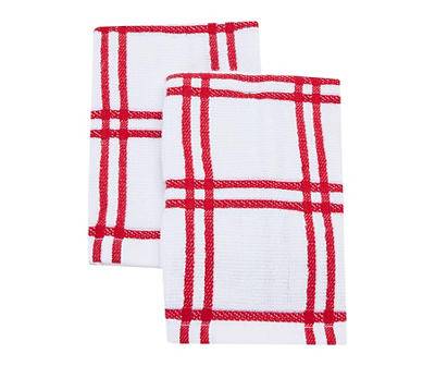White & Red Plaid Dishcloths, 2-Pack