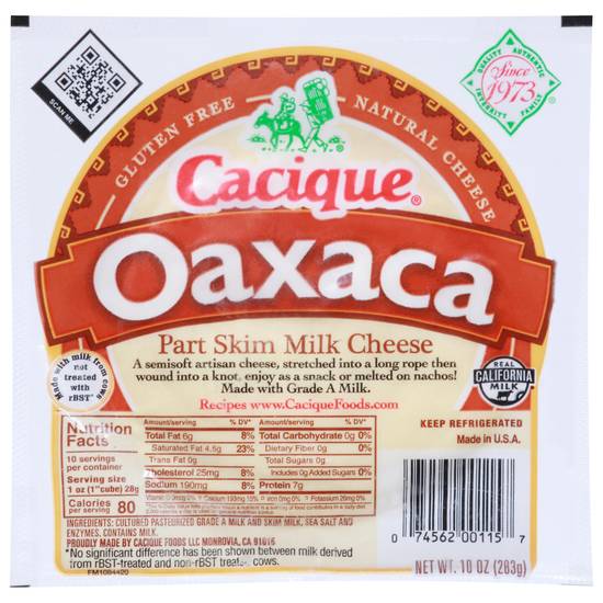 Cacique Oaxaca Part Skim Milk Cheese (10 oz)