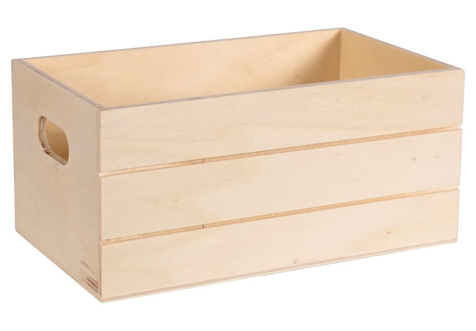 Crafters Square Rectangular Wooden Crate With Handles, 5.87x3.5x2.25 in