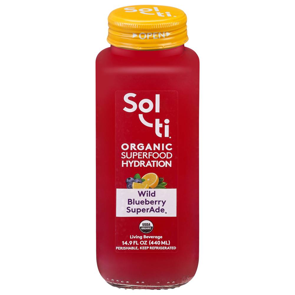 Sol-Ti Organic Superfood Hydration Wild Blueberry Superade Living Beverage (14.9 fl oz)