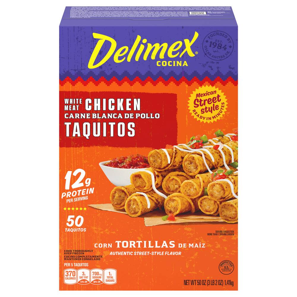 Delimex White Meat Chicken Taquitos Frozen Snacks (50 oz, 50 ct)