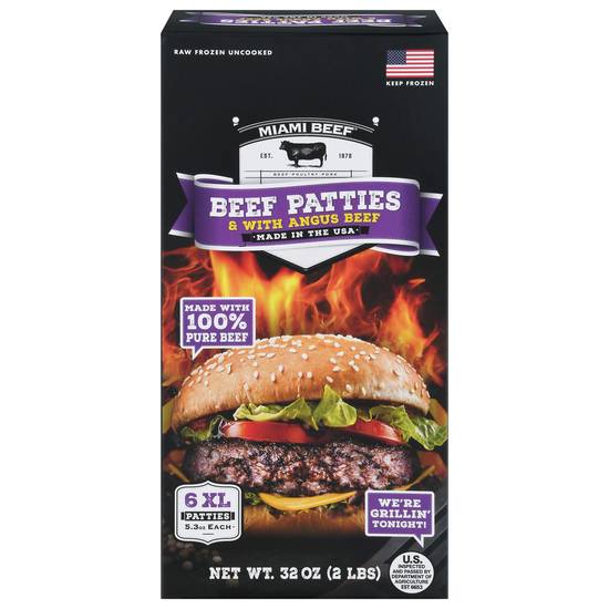 Miami Beef Beef Patties & With Angus (6 ct)