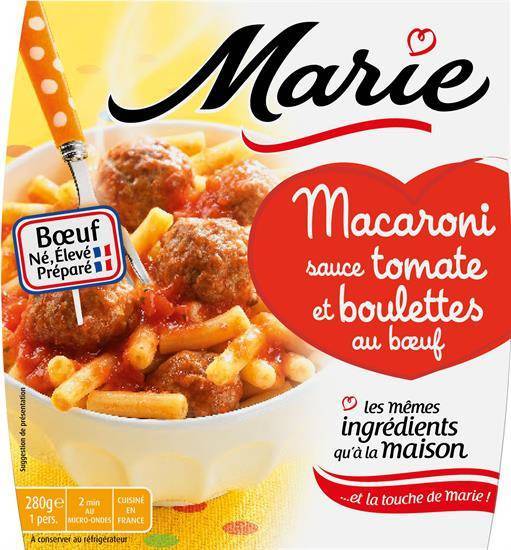 Marie - Macaroni sauce tomate et boulettes au bœuf