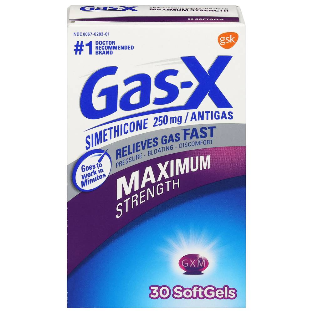 Gas-X Maximum Strength Gas Relief Softgels With Simethicone 250 Mg/Antigas (1 oz, 30 ct)