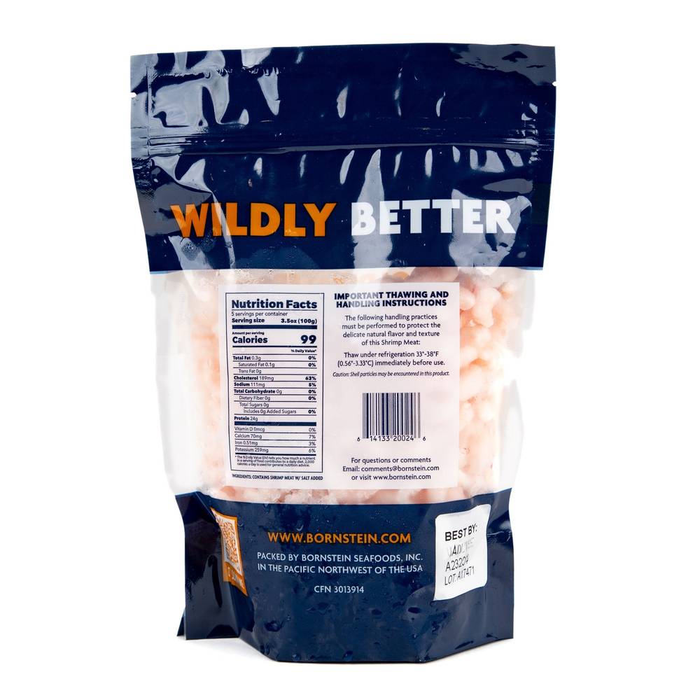 Bornstein Seafoods Cooked Oregon Shrimp Meat (16 oz)