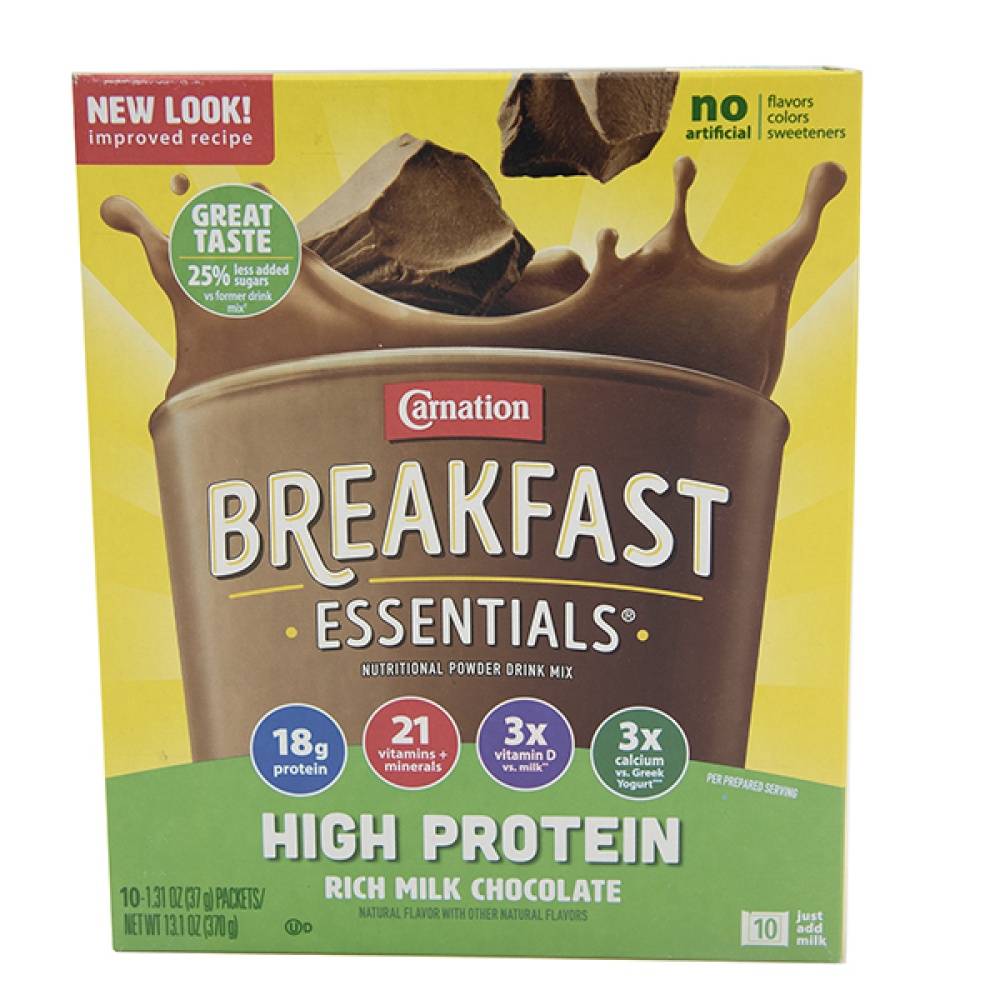 Carnation Breakfast Essentials Chocolate Drink Mix (13.1 oz, 10 ct)