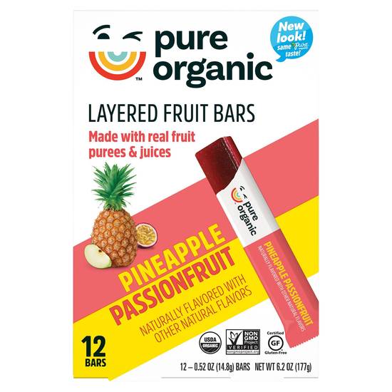 Pure Organic Pineapple Passionfruit Layered Fruit Bars (12 ct)