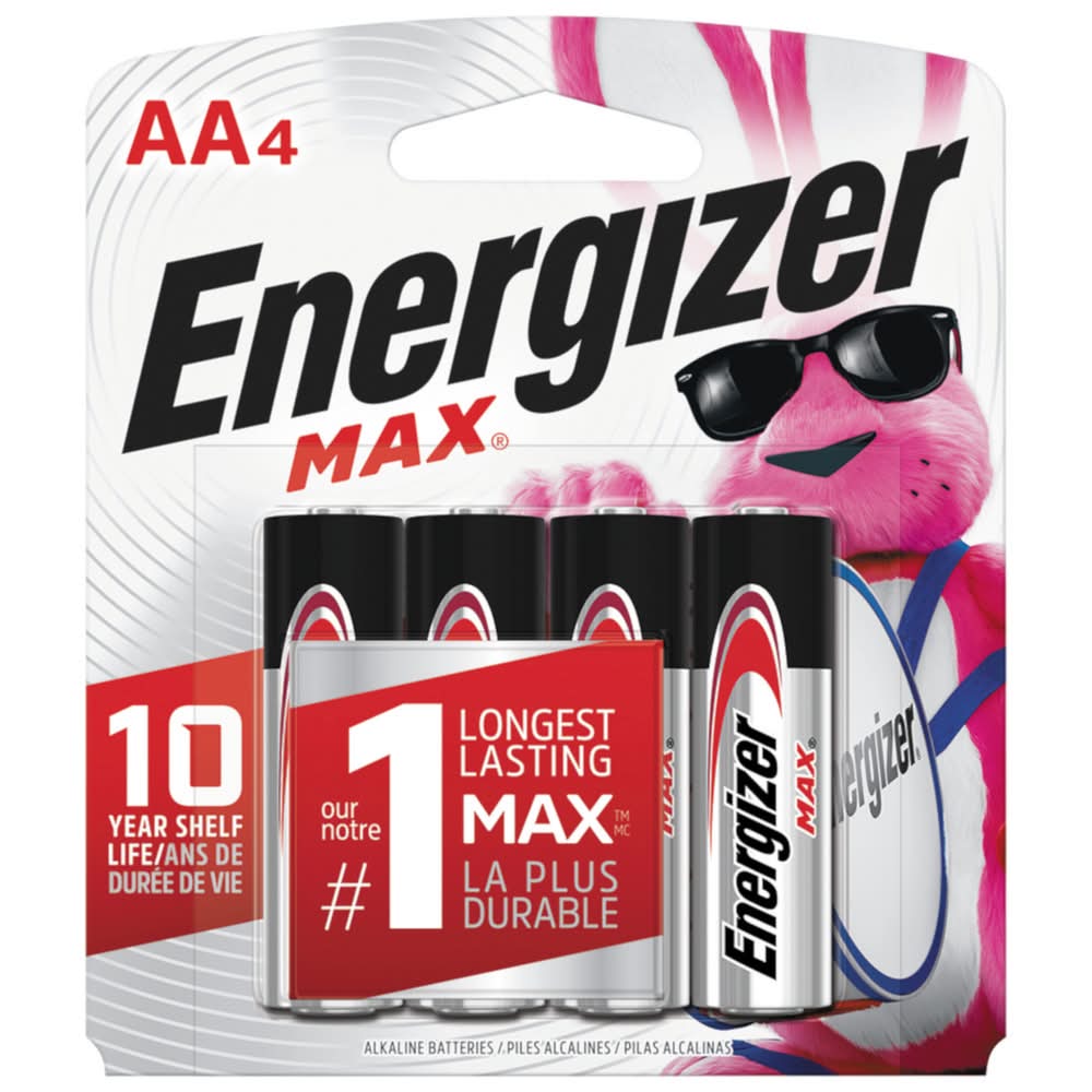 Energizer Max Aa Alkaline Batteries 4 Pk Carded