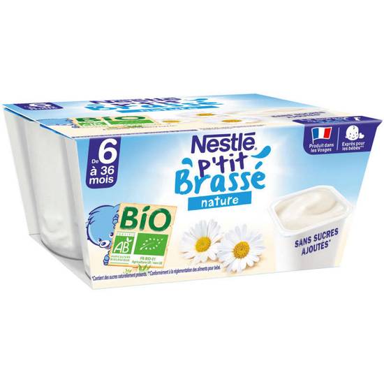P'tit Brassé Bio - Dessert laitier nature - Coupelle - Dès 6 mois - Biologique
