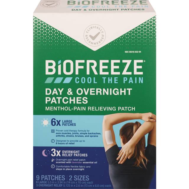 Biofreeze Day and Overnight Menthol Pain Relieving Patches