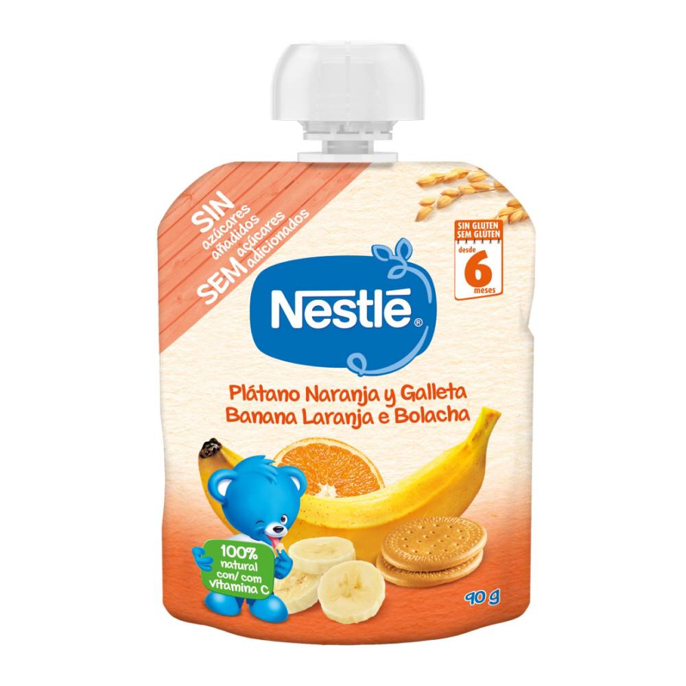 Compota Nestle De Galletas Plátano Y Naranja Pouch 90Gr