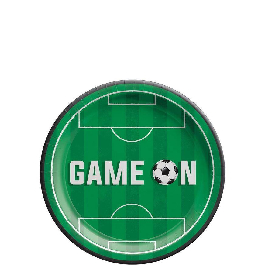 Game On Soccer Field Paper Dessert Plates, 7in, 20ct - Corner Kick