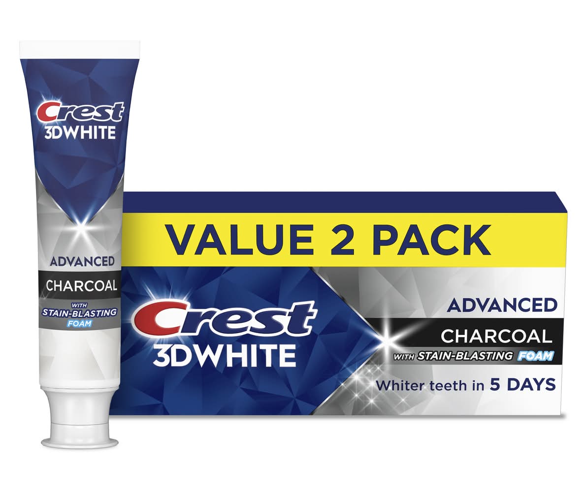 Crest 3D White Advanced Charcoal Fluoride Anticavity Toothpaste (2 x 3.3 oz)