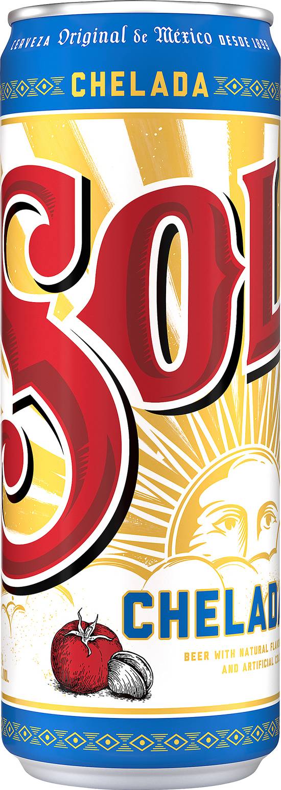 Sol Chelada Mexican Pale Lager Beer (24 fl oz) (tomato-spice-lime)
