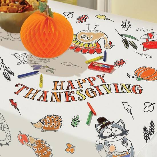 Coloring Thanksgiving Paper Table Cover