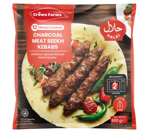 Crown Farms Charcoal Meat Seekh Kebabs (12 pack)