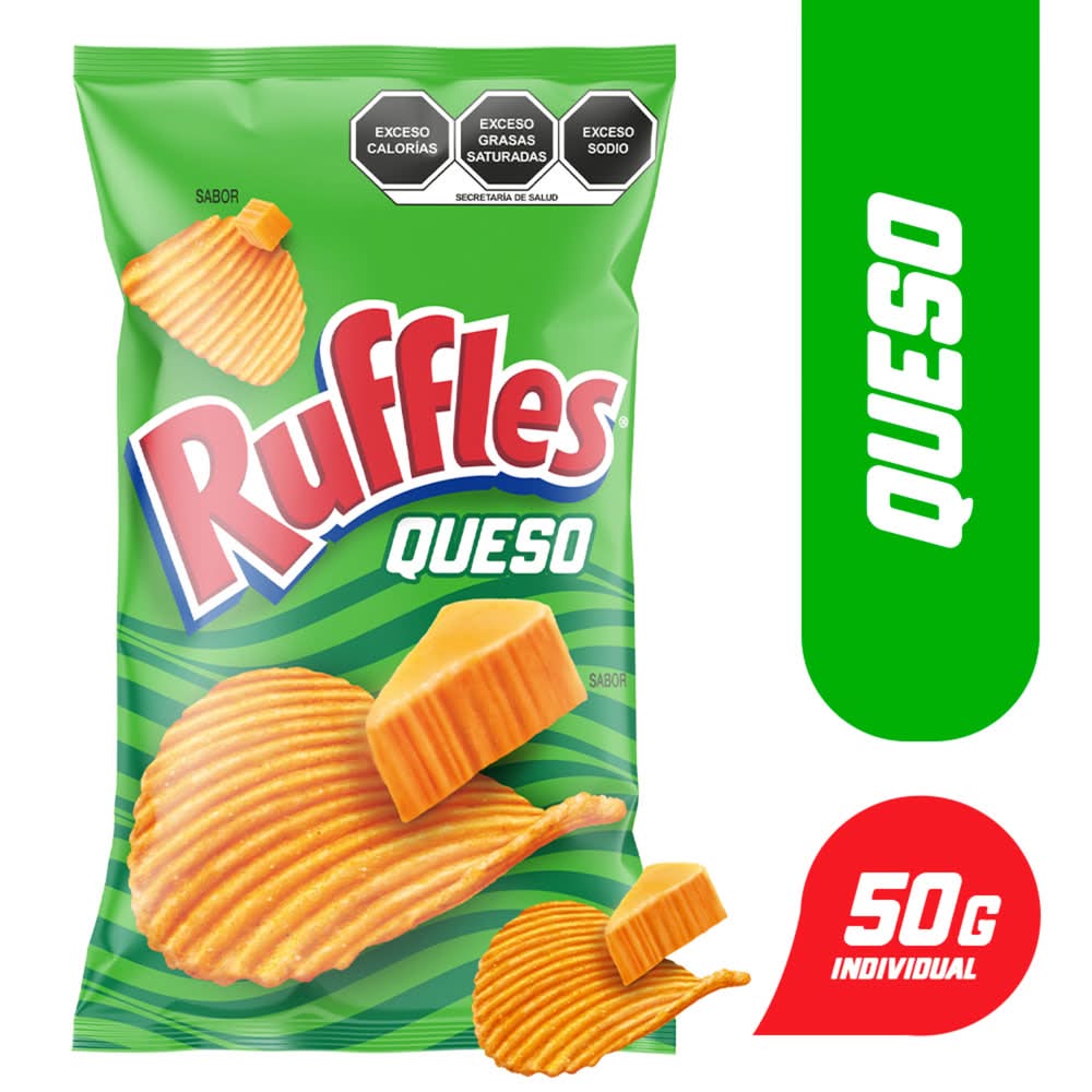 Ruffles · Papas fritas onduladas, queso (50 g)