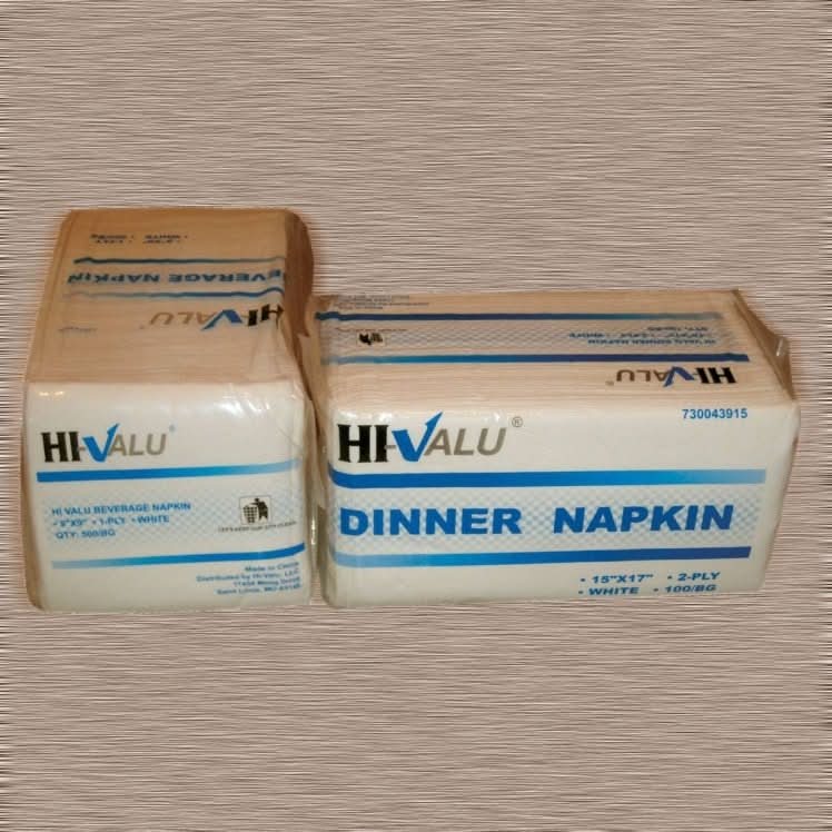 Hi Valu Dinner Napkin 2 Ply White 15X17 Inch (20 units)