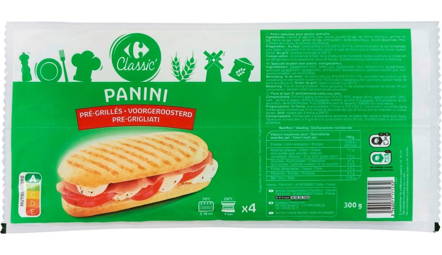 Carrefour Classic' - Pains panini pré-grillés (4)