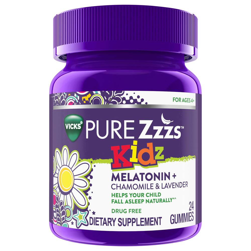 Vicks Pure Zzzs Kidz Melatonin + Chamomile & Lavender Gummies