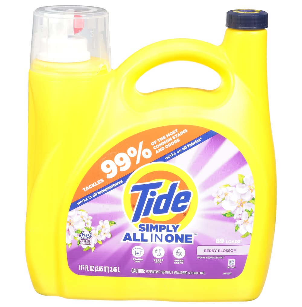 Tide Simply All in One Liquid Laundry Detergent 89 Loads, Berry Blossom (117 fl oz)