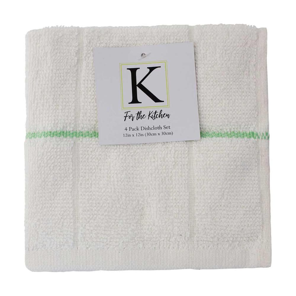For The Kitchen Dishcloth Set - Green Stripe 4 Ct