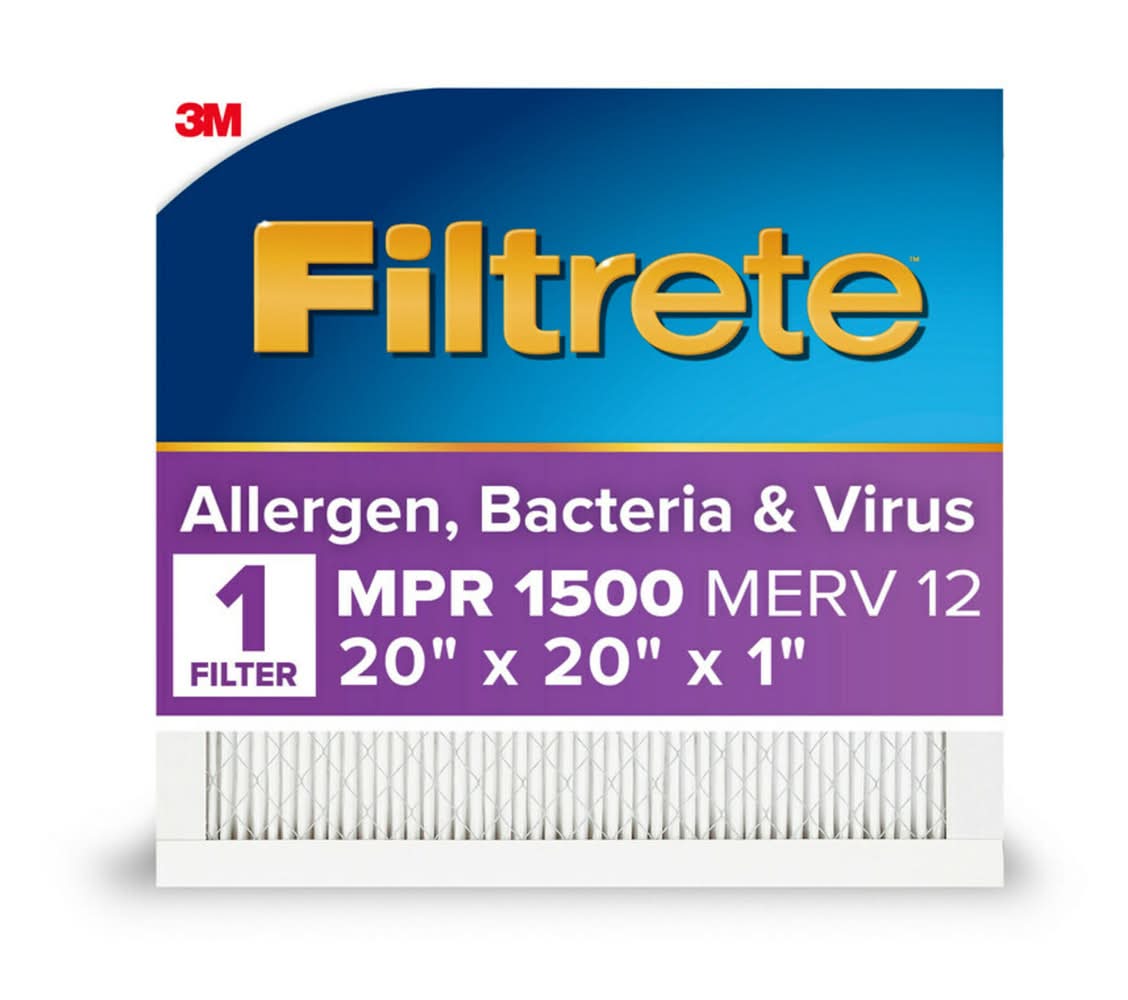 Filtrete 20 x 20 x 1 MERV 12 1500 MPR Allergen, Bacteria and Virus Electrostatic Pleated Air Filter