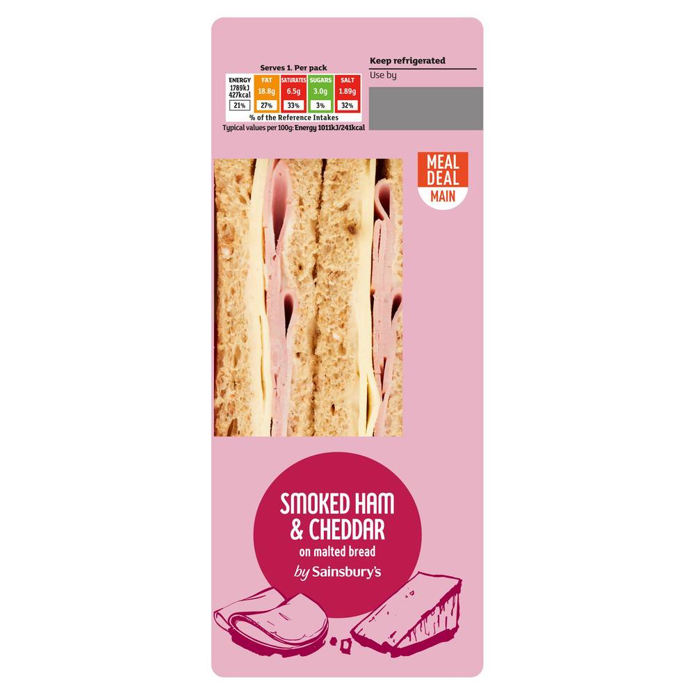 Sainsbury's Smoked Ham & Cheddar on Malted Bread