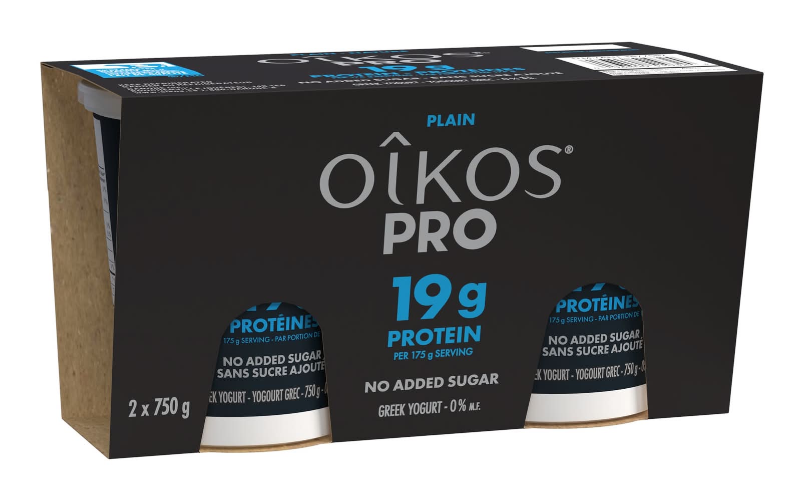 Oiko Pro - Yogourt Grec Nature 0%, 2 X 750 G / Oikos Pro 0% Plain Greek Yogurt, 2 X 750 G