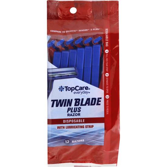 Top Care Disposable Twin Blade Plus Razor (12 ct)