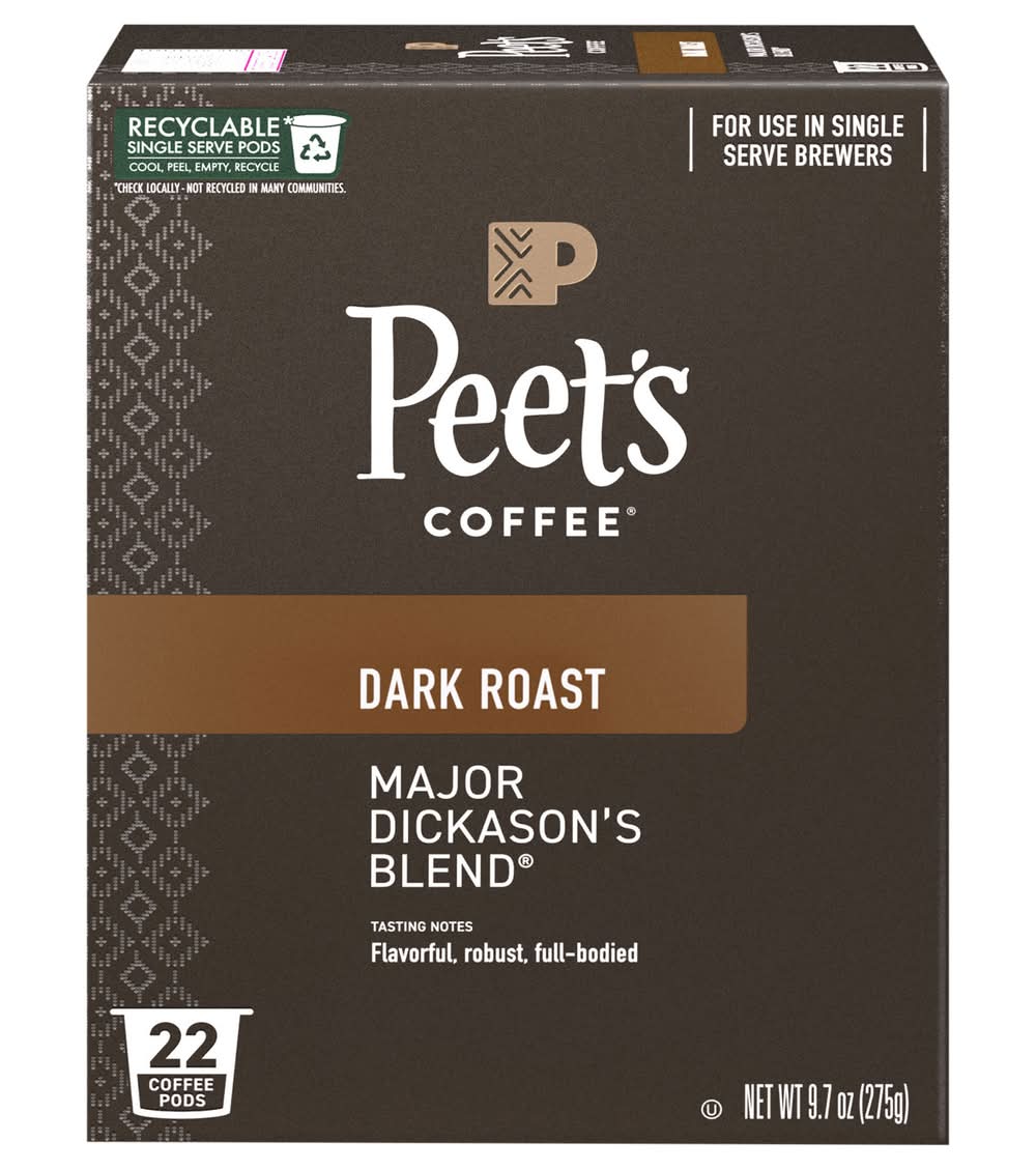 Peet's Coffee Major Dickason's Blend Dark Roast Coffee K-Cup Pods (9.7 oz)