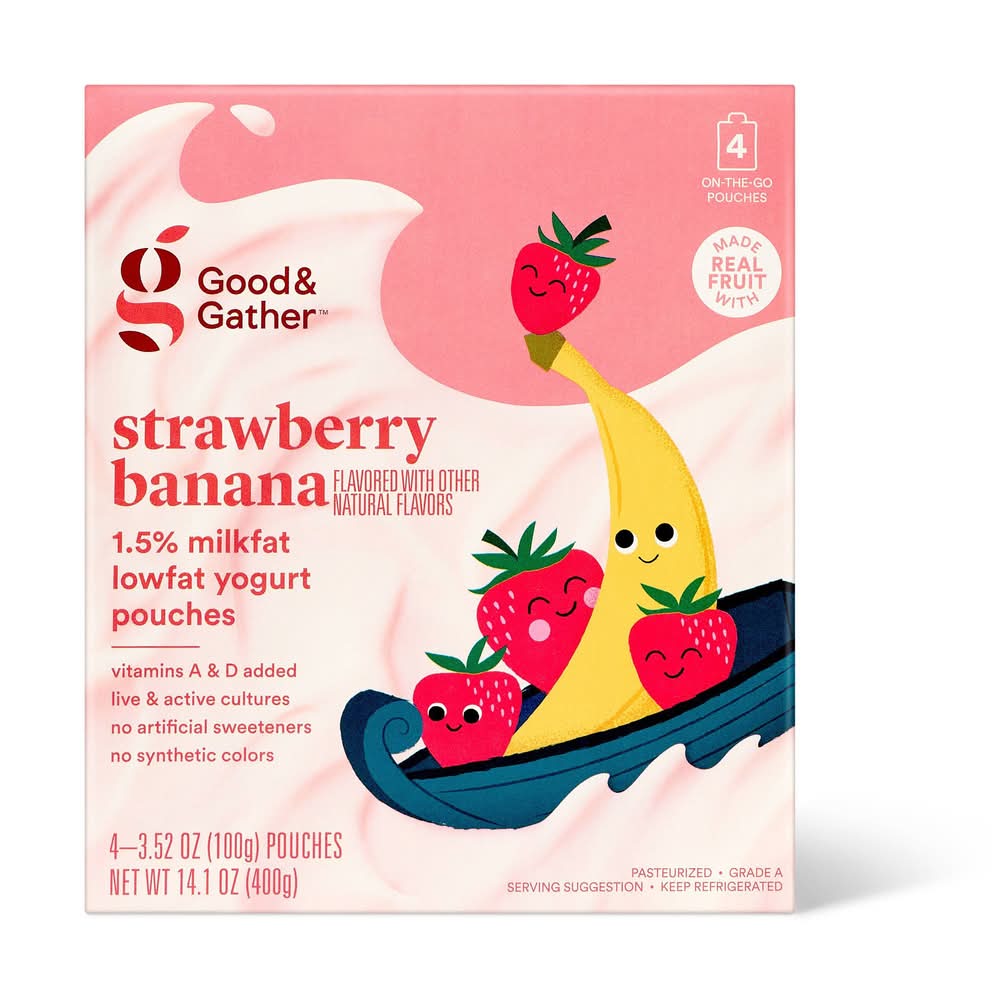 Good & Gather Yogurt Pouches, Strawberry-Banana (4 x 3.52 oz)