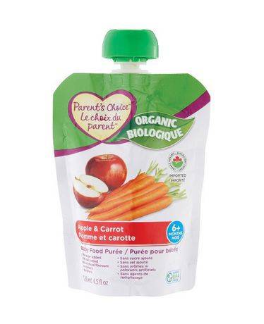 Parent's Choice Organic Apple & Carrot Baby Food Purée (128 ml)