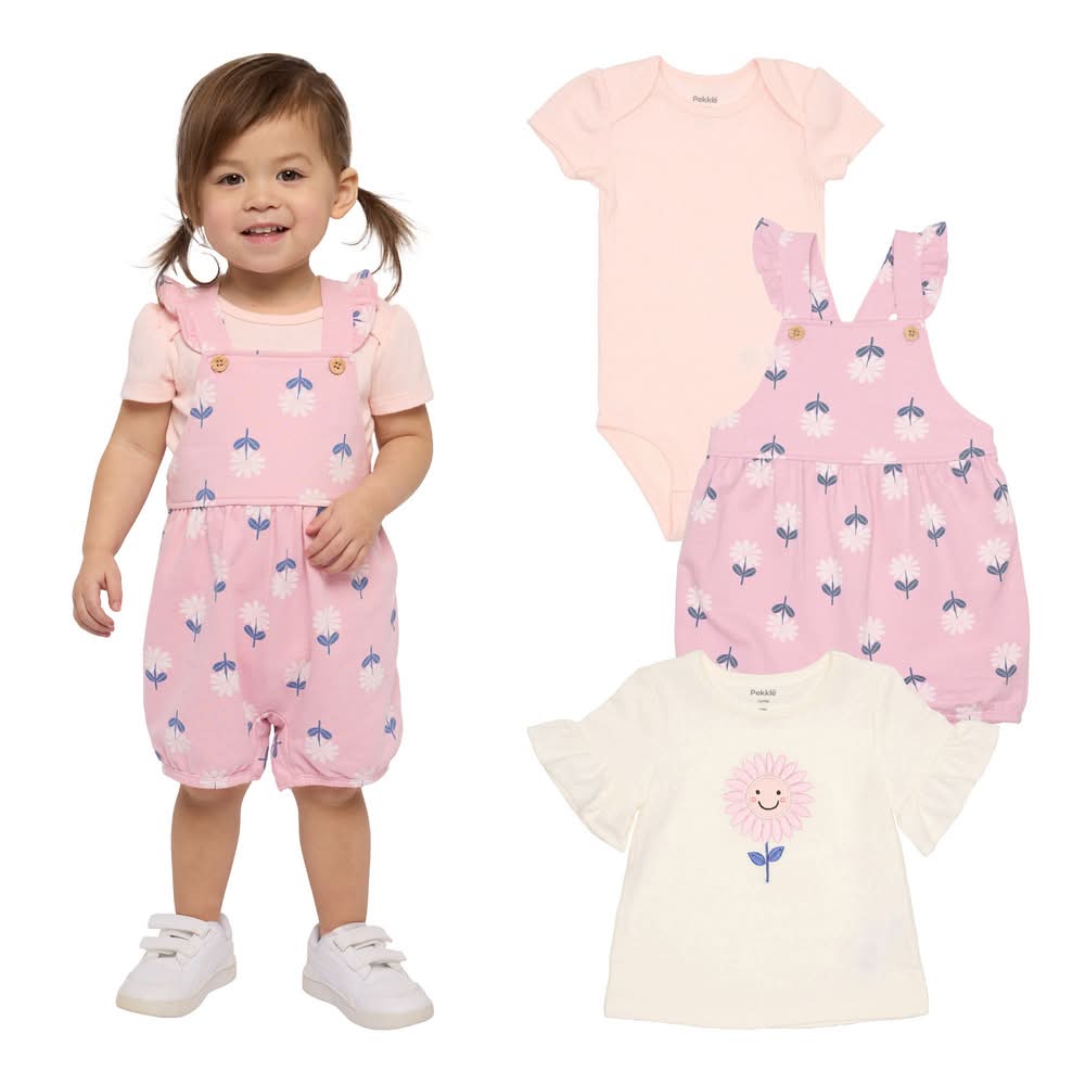 Pekkle - Ensemble De 3-Pièces Salopettes Courtes Pour Enfants / Pekkle Infant Shortall 3-Piece Set