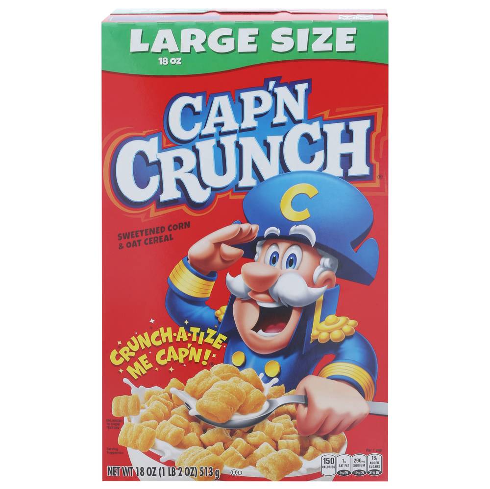 Cap'n Crunch Large Size Sweetened Corn & Oat Cereal