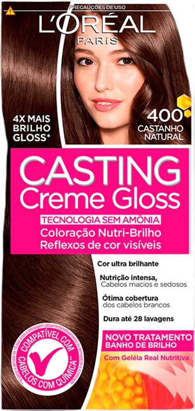 L'oréal paris kit tintura creme para cabelo casting 400 castanho natural
