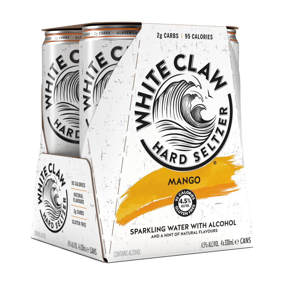 White Claw Hard Seltzer Mango 330mL X 4 pack