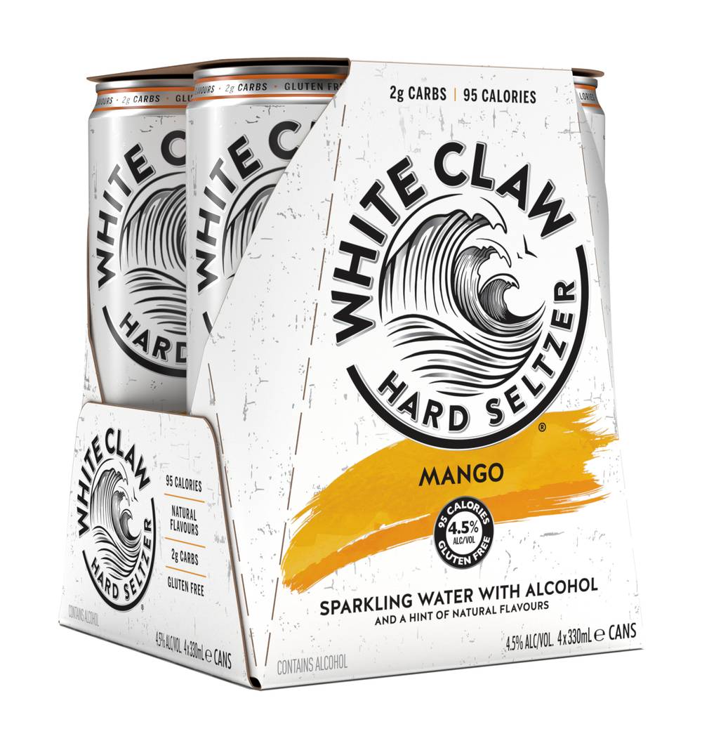 White Claw Hard Seltzer Mango 330mL X 4 pack