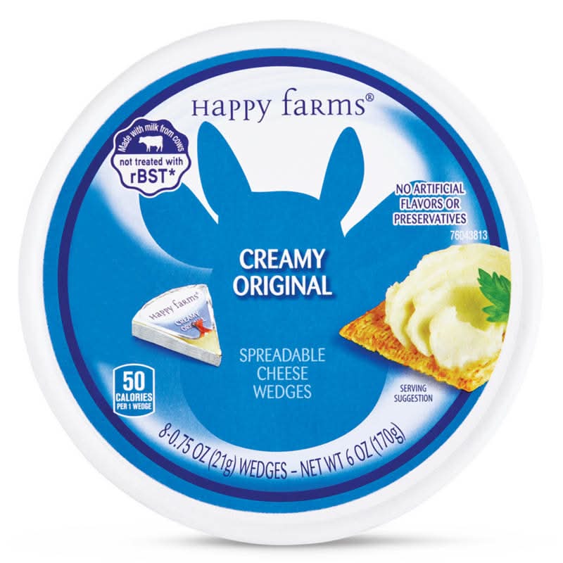 Happy Farms Swiss Spreadable Cheese Wedge, Creamy Original (8 x 0.75 oz)